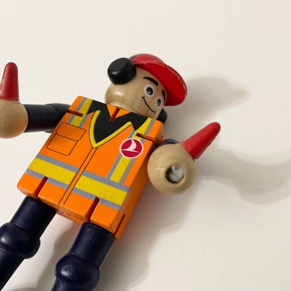 Turkish Airlines Small Wooden Toy Plane Coordinator Moveable Arms and Legs - Picture 16 of 16